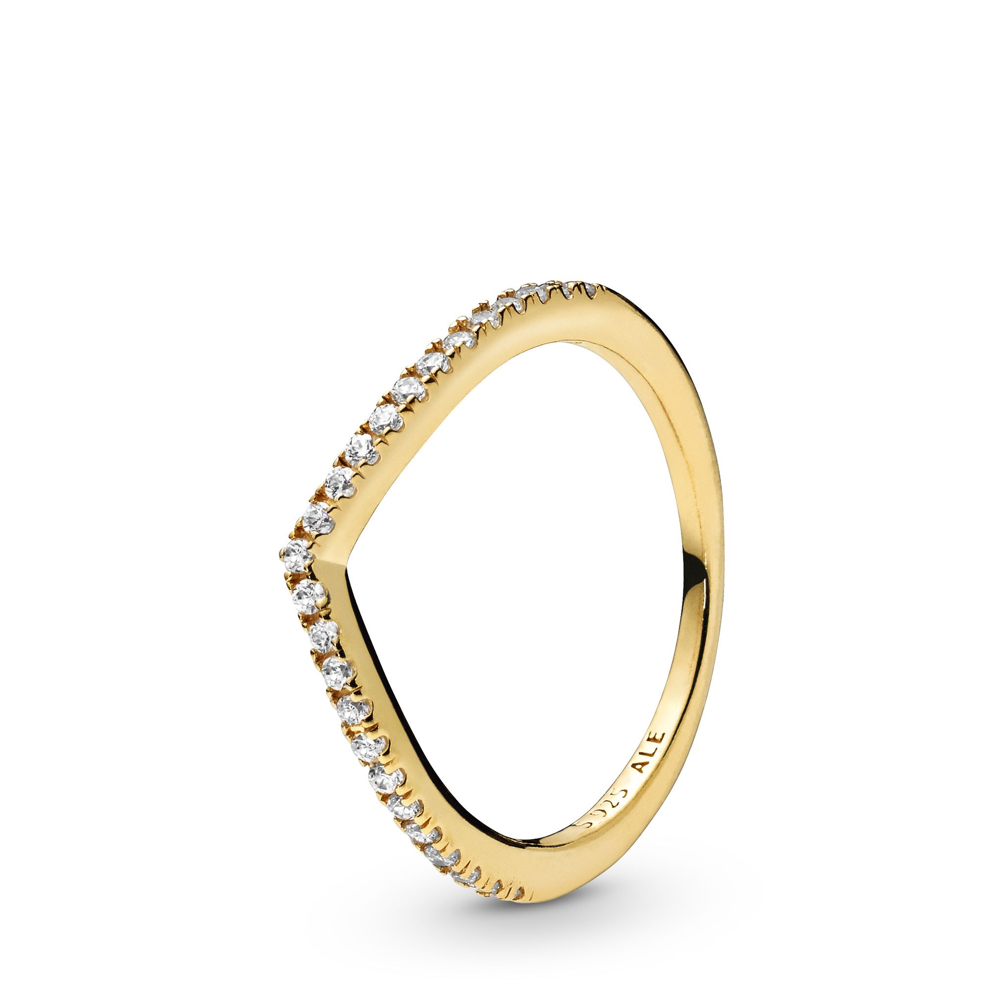Förgylld wishbone-ring med stenar från Hallbergs Guld