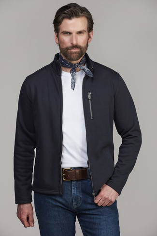 JERSEY FLEECE JACKET NAVY