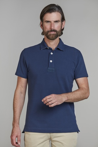 Stripe Back Polo MID BLUE
