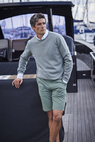 Crew Neck Knit E-Patch DUSTY GREEN