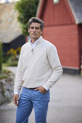 Half Zip Structure Knit SAND