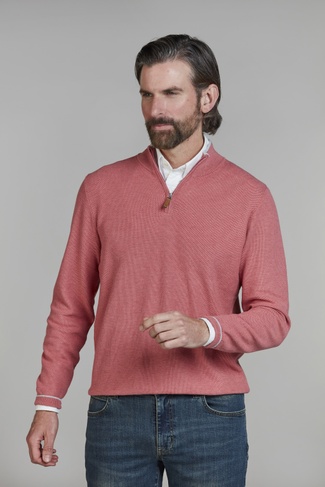 Half Zip Structure Knit SOFT RED