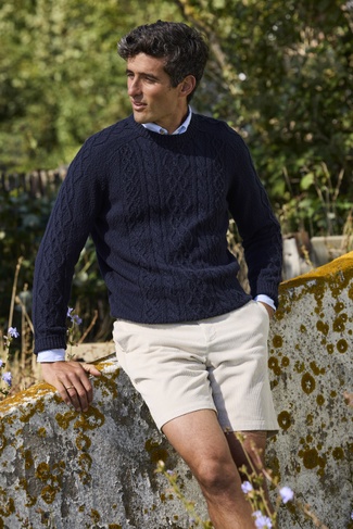 Crew Neck Cable Knit NAVY