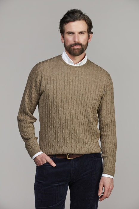 Crew Neck Cable Knit BREEN