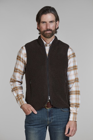 Pile Fleece Vest DARK BROWN