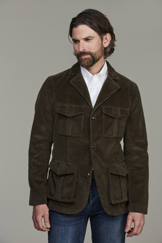 Corduroy Safari Jacket DUNKELGRÜN
