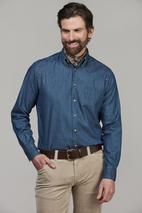 Teo Slub Denim Shirt BLUE