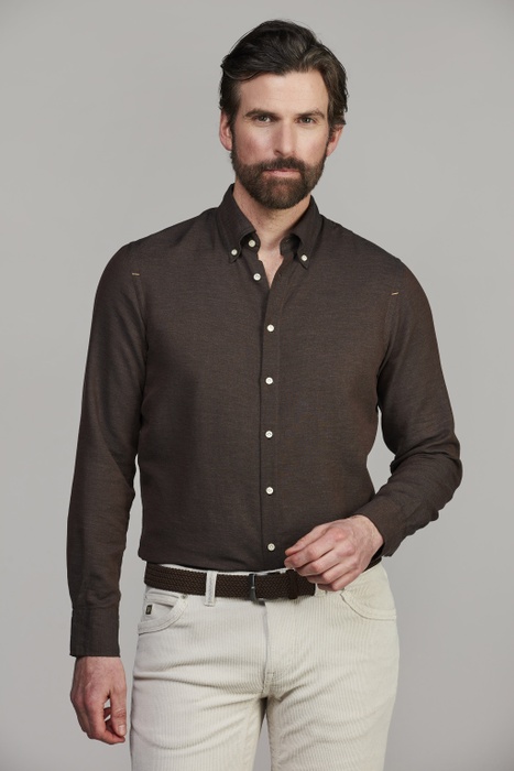 Solid Flanel Shirt BROWN