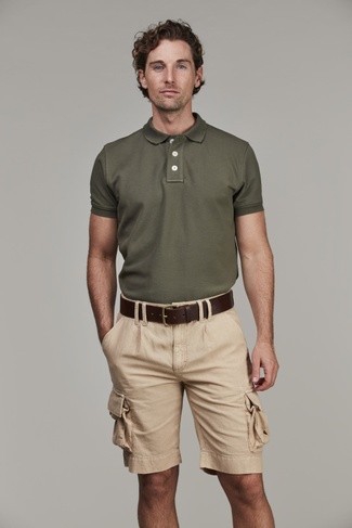 Cotton/Linen Cargo Shorts DARK BEIGE