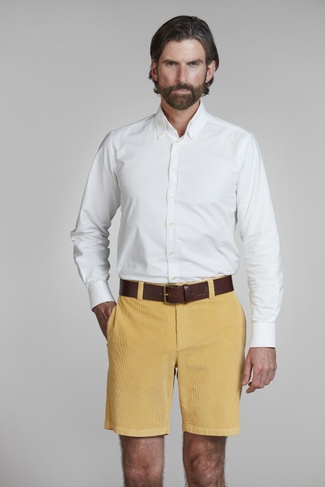 Washed 8W Cord Shorts Yellow