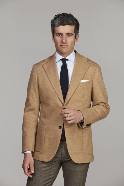 WOOL JERSEY BLAZER DARK BEIGE