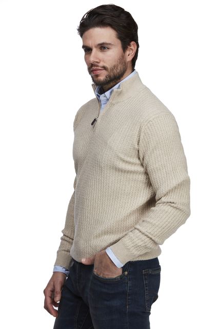 HALF ZIP MINI CABLE KNIT
