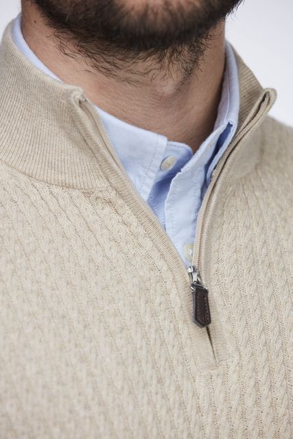 HALF ZIP MINI CABLE KNIT
