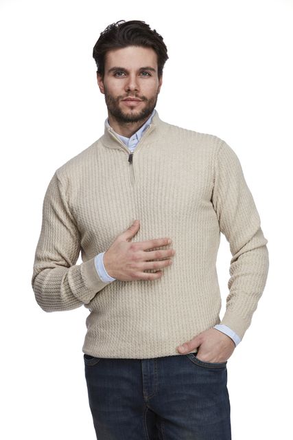 HALF ZIP MINI CABLE KNIT