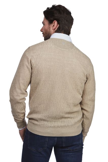 CREW NECK MERINO LINEN CABLE