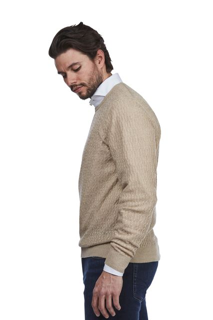 CREW NECK MERINO LINEN CABLE