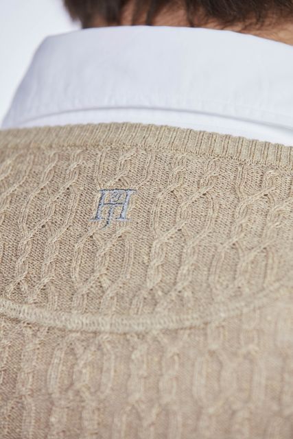 CREW NECK MERINO LINEN CABLE