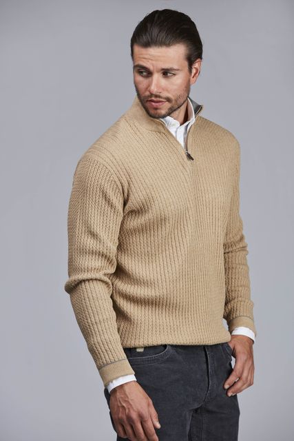 HALF ZIP MINI CABLE KNIT