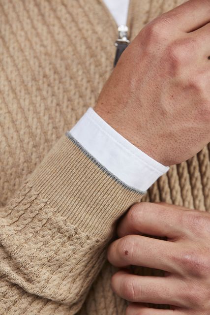 HALF ZIP MINI CABLE KNIT