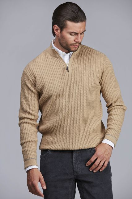 HALF ZIP MINI CABLE KNIT