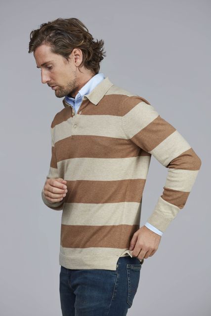 POLO COLLAR STRIPE KNIT
