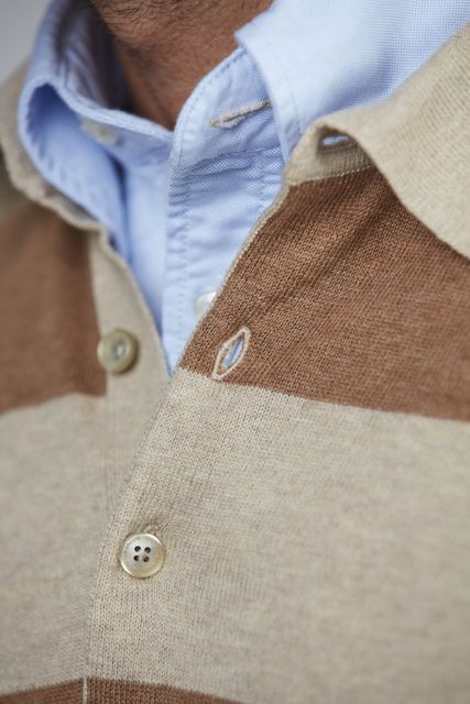 POLO COLLAR STRIPE KNIT