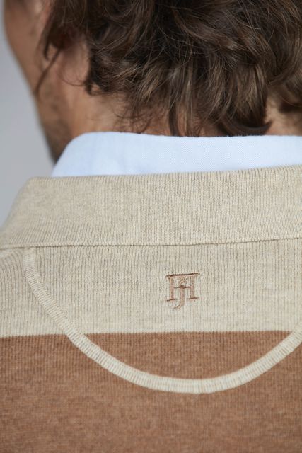 POLO COLLAR STRIPE KNIT