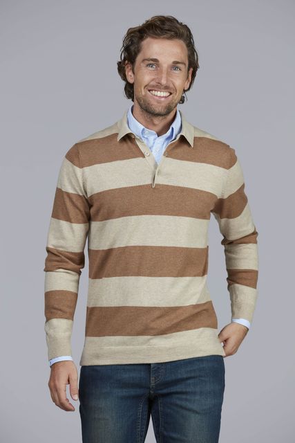 POLO COLLAR STRIPE KNIT