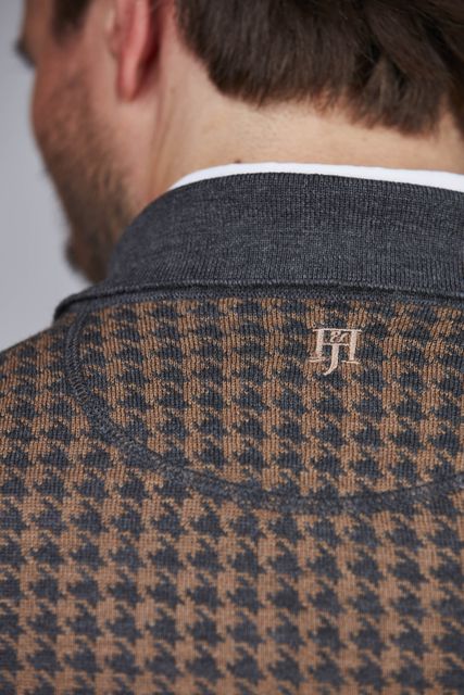 MERINO HOUNDSTOOTH POLO KNIT