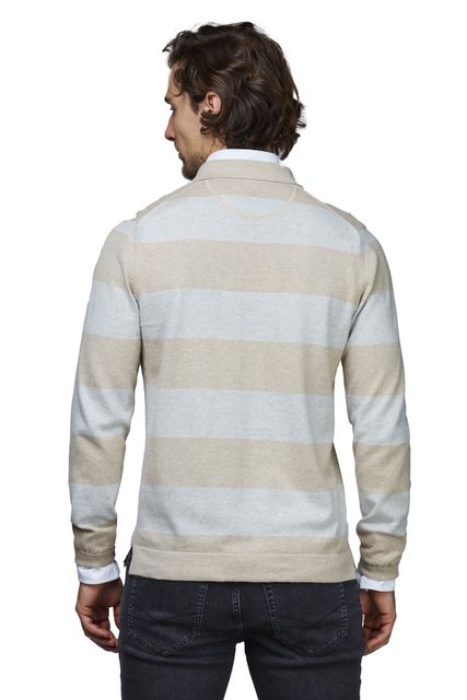 POLO COLLAR BLOCK STRIPE KNIT