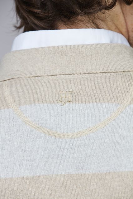 POLO COLLAR BLOCK STRIPE KNIT