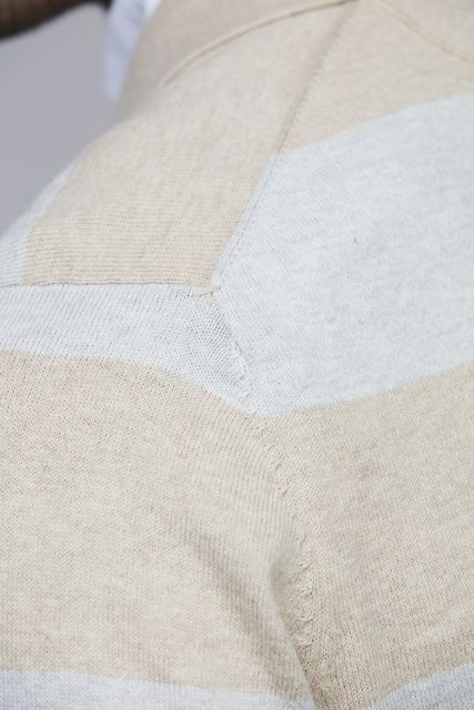 POLO COLLAR BLOCK STRIPE KNIT