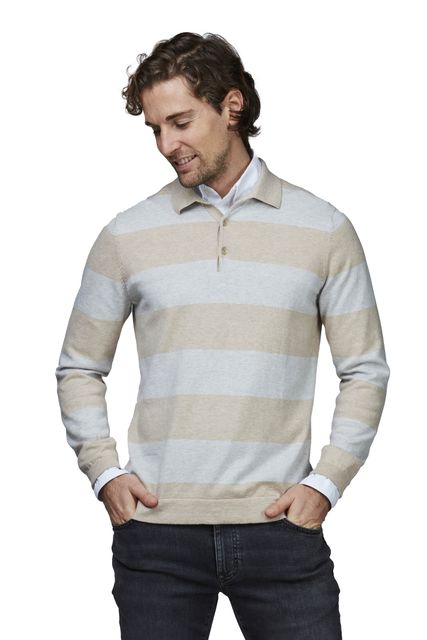 POLO COLLAR BLOCK STRIPE KNIT
