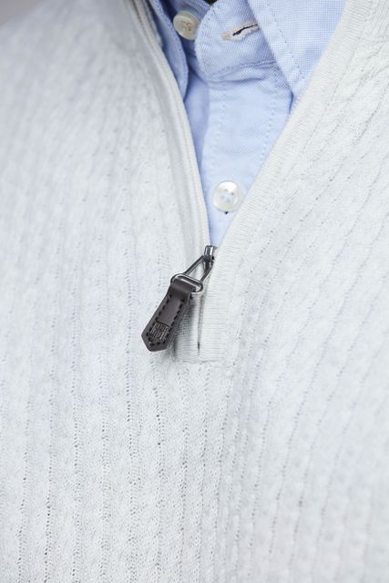HALF ZIP MINI CABLE KNIT