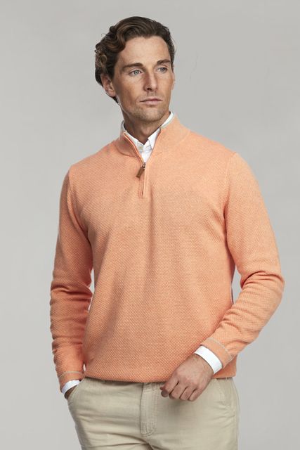 HALF ZIP DIAMOND KNIT