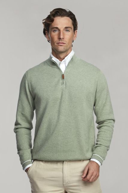 HALF ZIP DIAMOND KNIT