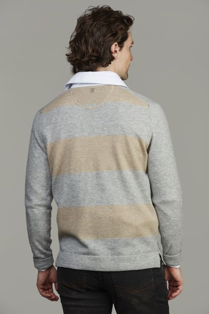 Geelong Rugger Style Knit, Striped Back