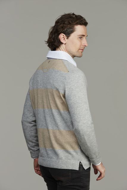 Geelong Rugger Style Knit, Striped Back