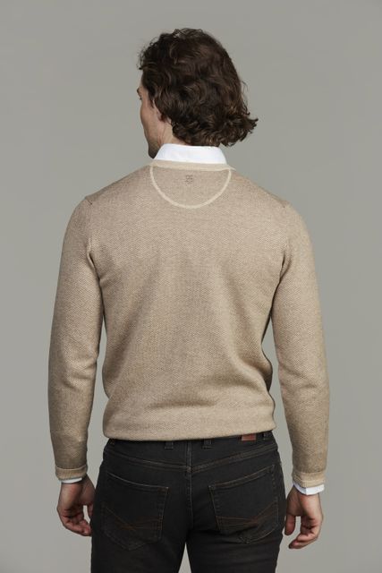 2Tone Herringbone Knit, Crew Neck
