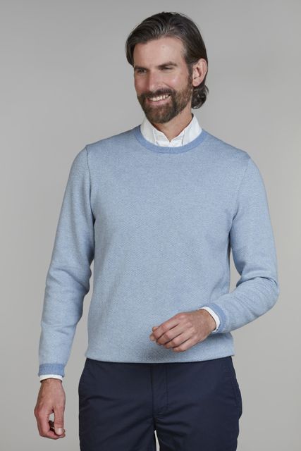 2Tone Herringbone Knit MID BLUE