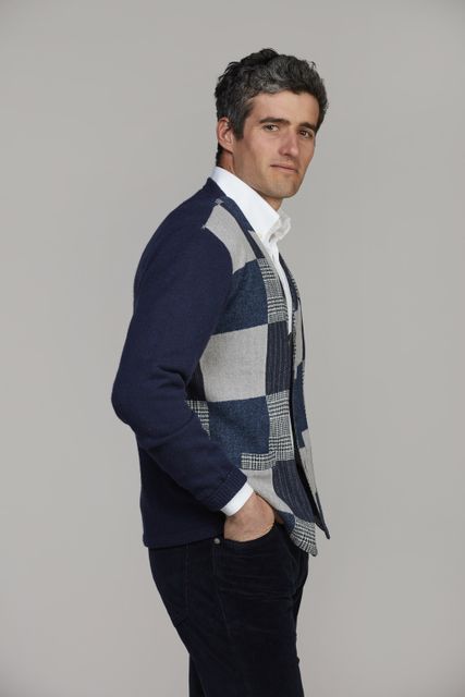 Woven Front Cardigan