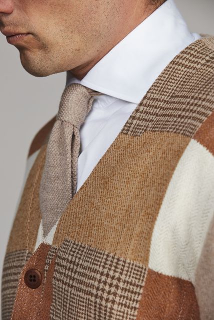 Woven Front Cardigan