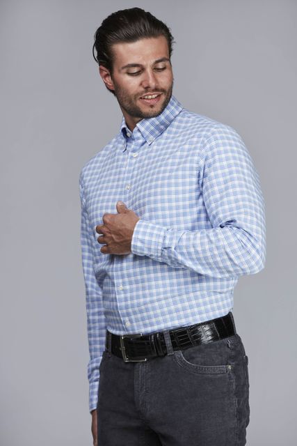 BLUE CHECK TWILL SHIRT