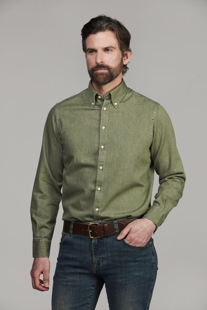 Zac Clrd Twill Denim Shirt Zac Clrd Twill Denim Shirt OLIVE GREEN