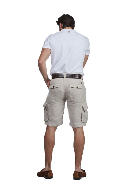 WASHED LINEN CARGO SHORTS