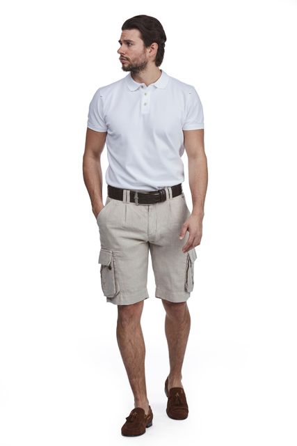 WASHED LINEN CARGO SHORTS