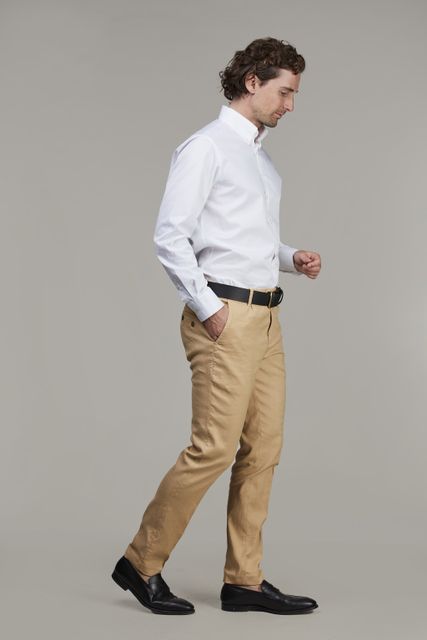 FRONT PLEAT CHINO LINEN BLEND