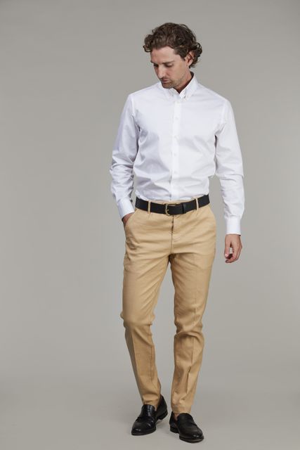 FRONT PLEAT CHINO LINEN BLEND