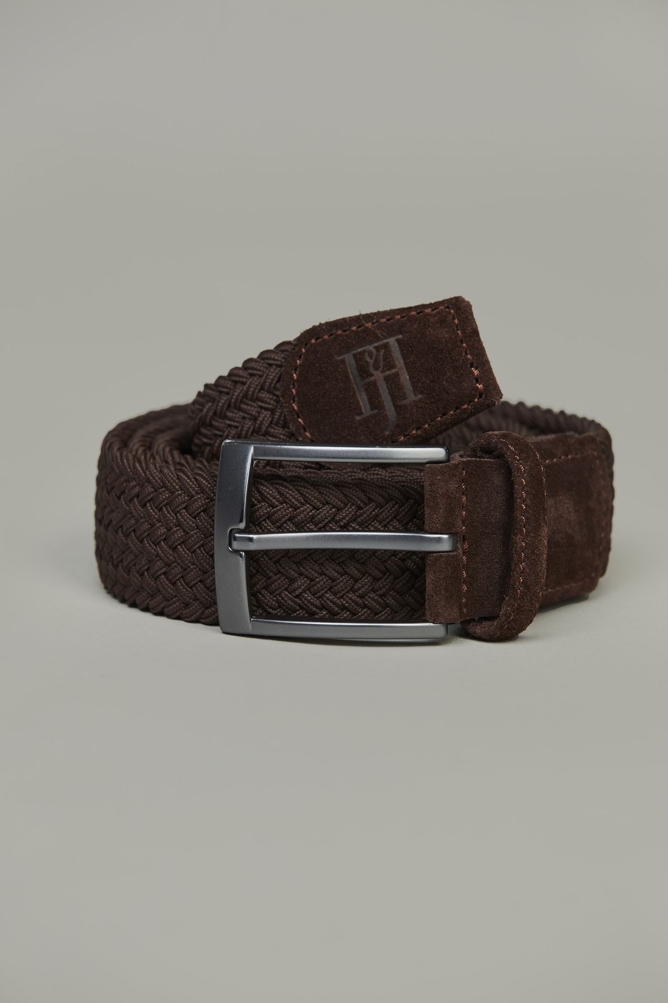 Braided Elastic Belt, Mörkbrun, 95, Hansen & Jacob –
