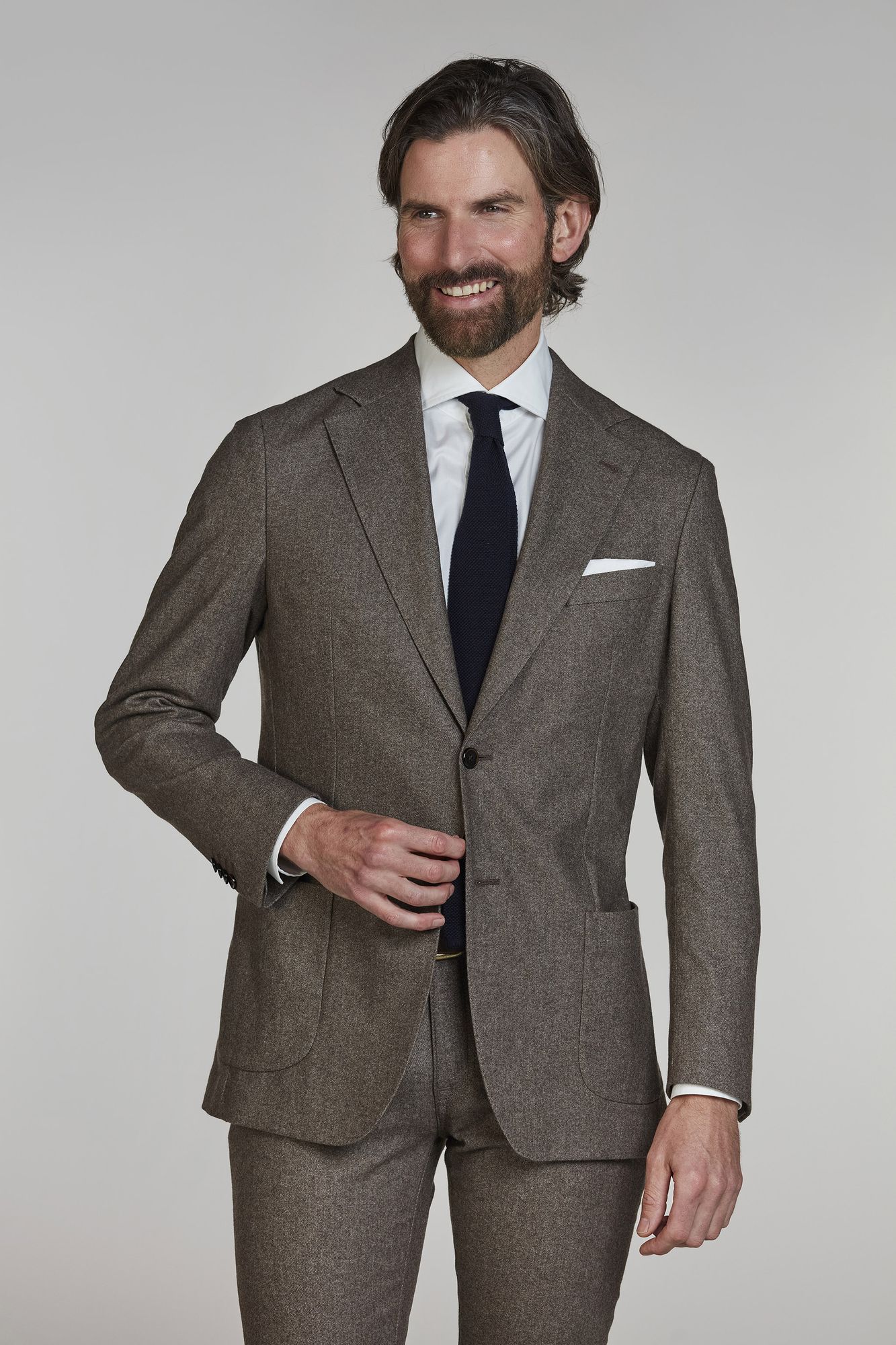Merano Soft Tailored Blazer, Brun, 46, Hansen & Jacob – 46